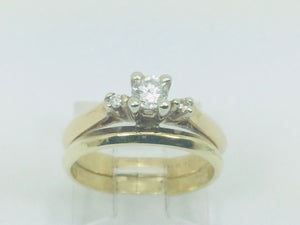 14k Yellow Gold Round Cut 21pt Diamond Engagement and Wedding Ring Set