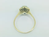 14k Yellow Gold Round Cut 12pt Emerald May Birthstone & 10pt Diamond Floral Ring