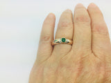 14k Yellow Gold Princess Cut 30pt Emerald May Birthstone & 12pt Diamond Ring