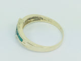 14k Yellow Gold Princess Cut 40pt Emerald May Birthstone & 10pt Round Cut Diamond Row Set Ring