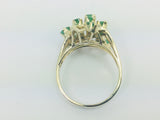 14k Yellow Gold Round Cut 1.6ct Emerald May Birthstone Unique Cluster Ring