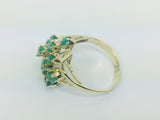 14k Yellow Gold Round Cut 1.6ct Emerald May Birthstone Unique Cluster Ring