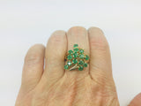 14k Yellow Gold Round Cut 1.6ct Emerald May Birthstone Unique Cluster Ring