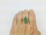 14k Yellow Gold Round Cut 90pt Emerald May Birthstone Oval Cluster Ring