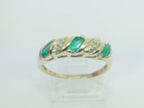 14k Yellow Gold Marquise Cut 60pt Emerald May Birthstone & Diamond Ring