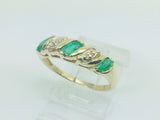 14k Yellow Gold Marquise Cut 60pt Emerald May Birthstone & Diamond Ring