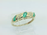 14k Yellow Gold Marquise Cut 60pt Emerald May Birthstone & Diamond Ring