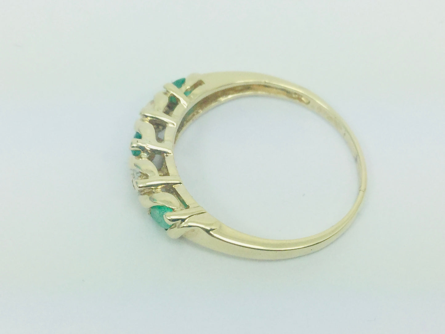 14k Yellow Gold Marquise Cut 60pt Emerald May Birthstone & Diamond Ring