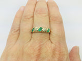 14k Yellow Gold Marquise Cut 60pt Emerald May Birthstone & Diamond Ring