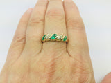 14k Yellow Gold Marquise Cut 60pt Emerald May Birthstone & Diamond Ring