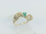14k Yellow Gold Round Cut 10pt Emerald May Birthstone Ring