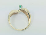 14k Yellow Gold Round Cut 10pt Emerald May Birthstone Ring