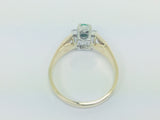 14k Yellow Gold Round Cut 12pt Emerald May Birthstone & 12pt Diamond Halo Ring