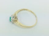 14k Yellow Gold Oval Cut 25pt Emerald May Birthstone & 4pt Diamond Halo Ring