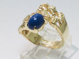 14k Yellow Gold Oval Cut Star Sapphire September Birthstone Ring