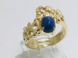 14k Yellow Gold Oval Cut Star Sapphire September Birthstone Ring