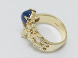 14k Yellow Gold Oval Cut Star Sapphire September Birthstone Ring