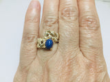 14k Yellow Gold Oval Cut Star Sapphire September Birthstone Ring