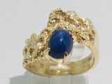 14k Yellow Gold Oval Cut Star Sapphire September Birthstone Ring