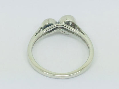 14k White Gold Round Cut 25pt Diamond & 16pt Sapphire Ring