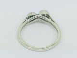 14k White Gold Round Cut 25pt Diamond & 16pt Sapphire Ring
