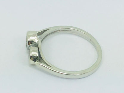 14k White Gold Round Cut 25pt Diamond & 16pt Sapphire Ring
