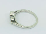 14k White Gold Round Cut 25pt Diamond & 16pt Sapphire Ring