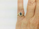 14k Yellow Gold Pear Cut 50pt Sapphire September Birthstone & 25pt Diamond Ring