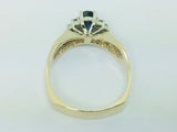 14k Yellow Gold Oval Cut 50pt Sapphire September Birthstone & 6pt Diamond Geometric Ring