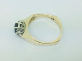 14k Yellow Gold Oval Cut 50pt Sapphire September Birthstone & 6pt Diamond Geometric Ring