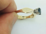 14k Yellow Gold Oval Cut 50pt Sapphire September Birthstone & 6pt Diamond Geometric Ring