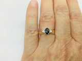 14k Yellow Gold Oval Cut 50pt Sapphire September Birthstone & 6pt Diamond Geometric Ring