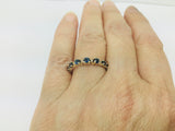 10k Yellow Gold Round Cut 42pt Blue Topaz & 20pt Rose Tourmaline Ring Set