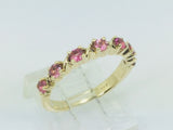 10k Yellow Gold Round Cut 42pt Blue Topaz & 20pt Rose Tourmaline Ring Set