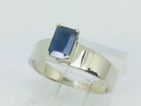 14k White Gold Emerald Cut 66pt Sapphire September Birthstone Ring