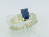 14k White Gold Emerald Cut 66pt Sapphire September Birthstone Ring