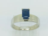 14k White Gold Emerald Cut 66pt Sapphire September Birthstone Ring