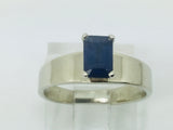 14k White Gold Emerald Cut 66pt Sapphire September Birthstone Ring