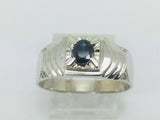 10k White Gold Oval Cut Sapphire September Birthstone & 4pt Diamond Ring