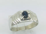 10k White Gold Oval Cut Sapphire September Birthstone & 4pt Diamond Ring