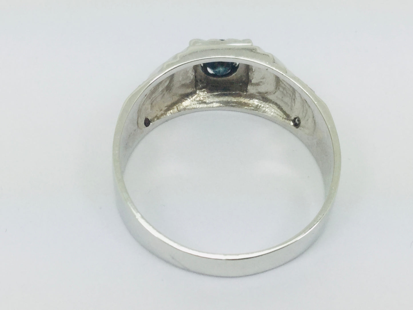 10k White Gold Oval Cut Sapphire September Birthstone & 4pt Diamond Ring