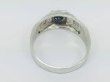 10k White Gold Oval Cut Sapphire September Birthstone & 4pt Diamond Ring