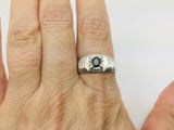 10k White Gold Oval Cut Sapphire September Birthstone & 4pt Diamond Ring