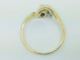 14k Yellow Gold Oval Cut 33pt Sapphire September Birthstone & 2pt Diamond Wave Ring