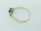 14k Yellow Gold Oval Cut 33pt Sapphire September Birthstone & 2pt Diamond Wave Ring