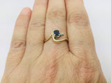 14k Yellow Gold Oval Cut 33pt Sapphire September Birthstone & 2pt Diamond Wave Ring