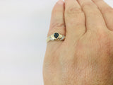 10k Yellow Gold Pear Cut 30pt Sapphire September Birthstone & 3pt Diamond Ring