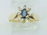 10k Yellow Gold Oval Cut 25pt Sapphire September Birthstone & 8pt Diamond Halo Ring