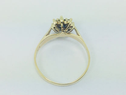 10k Yellow Gold Oval Cut 25pt Sapphire September Birthstone & 8pt Diamond Halo Ring
