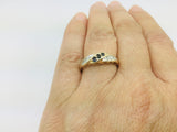 14k Yellow Gold Round Cut 9pt Sapphire & 6pt Diamond Ring